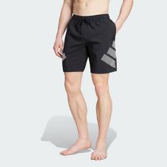 Rückansicht von adidas Big Bars Shorts, 8 Zoll Badeshorts Herren Black / White