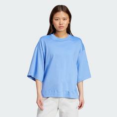 Rückansicht von adidas Soft Lux Lockeres T-Shirt T-Shirt Damen Blue Fusion