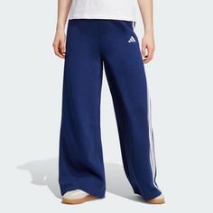 Rückansicht von adidas adidas 3-Streifen Weite Fleecehose Trainingshose Damen Dark Blue