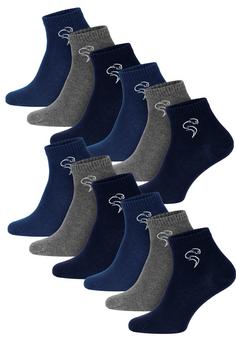 Black Snake 12 Pack Quarter Sneaker Socken Laufsocken Dunkelblau Blau Grau