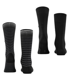 Rückansicht von Burlington Everyday Stripe SO Mixed 2-Pack Freizeitsocken Herren black (3000)