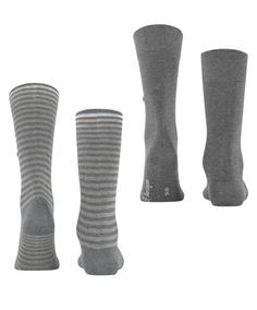Rückansicht von Burlington Everyday Stripe SO Mixed 2-Pack Freizeitsocken Herren light greymel. (3390)