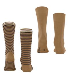 Rückansicht von Burlington Everyday Stripe SO Mixed 2-Pack Freizeitsocken Herren brown sugar (5152)