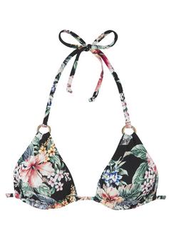 Lascana Triangel-Bikini-Top Bikini Oberteil Damen schwarz bedruckt