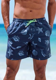 Rückansicht von S.OLIVER Badeshorts Badeshorts Herren marine bedruckt