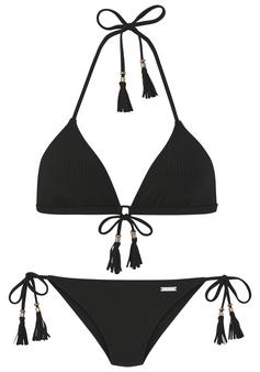 ELBSAND Triangel-Bikini Bikini Set Damen schwarz