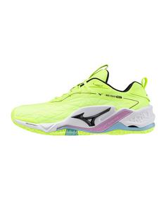 Rückansicht von Mizuno Weiß Hallenschuhe Herren gelb