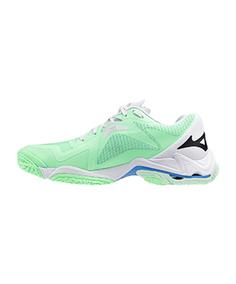 Rückansicht von Mizuno Weiß Hallenschuhe Herren gruen