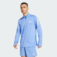 Rückansicht von adidas Own the Run Half-Zip Oberteil Laufshirt Herren Blue Fusion