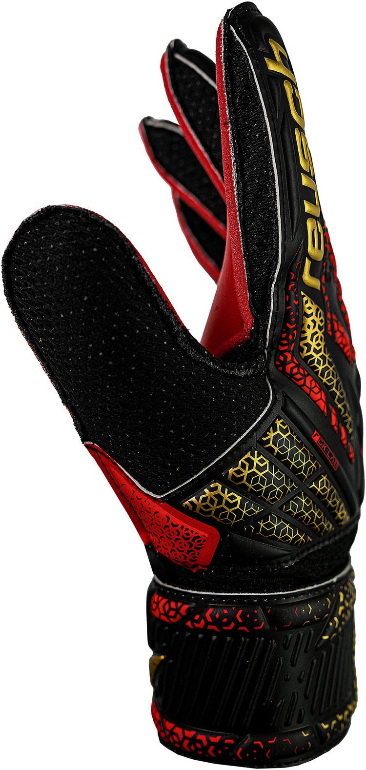 Reusch Reusch Attrakt Solid Junior Torwarthandschuhe - 7075 blck/gold/firy red - 3 | SportScheck