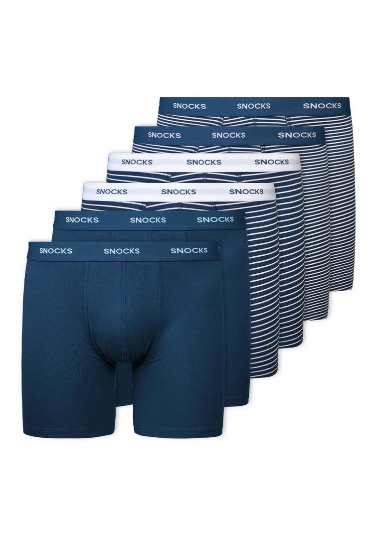 Snocks Snocks Boxershorts mit l&auml;ngerem Bein Unterhose Herren - Blau (Streifen) - 0 | SportScheck