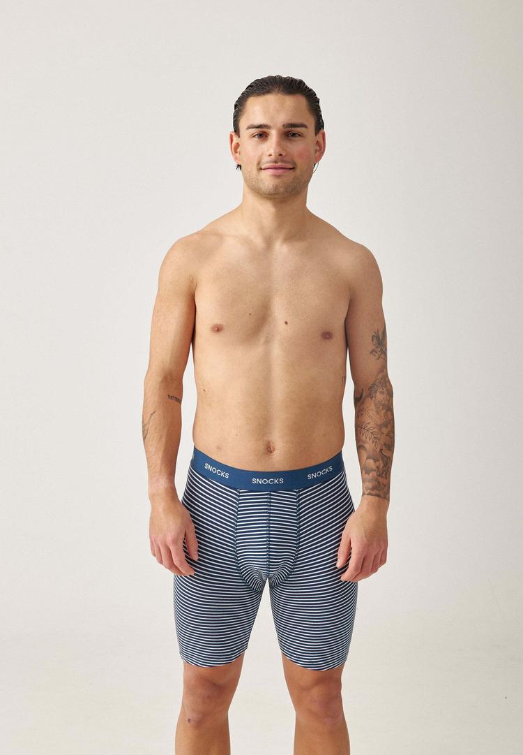 Snocks Snocks Boxershorts mit l&auml;ngerem Bein Unterhose Herren - Blau (Streifen) - 1 | SportScheck