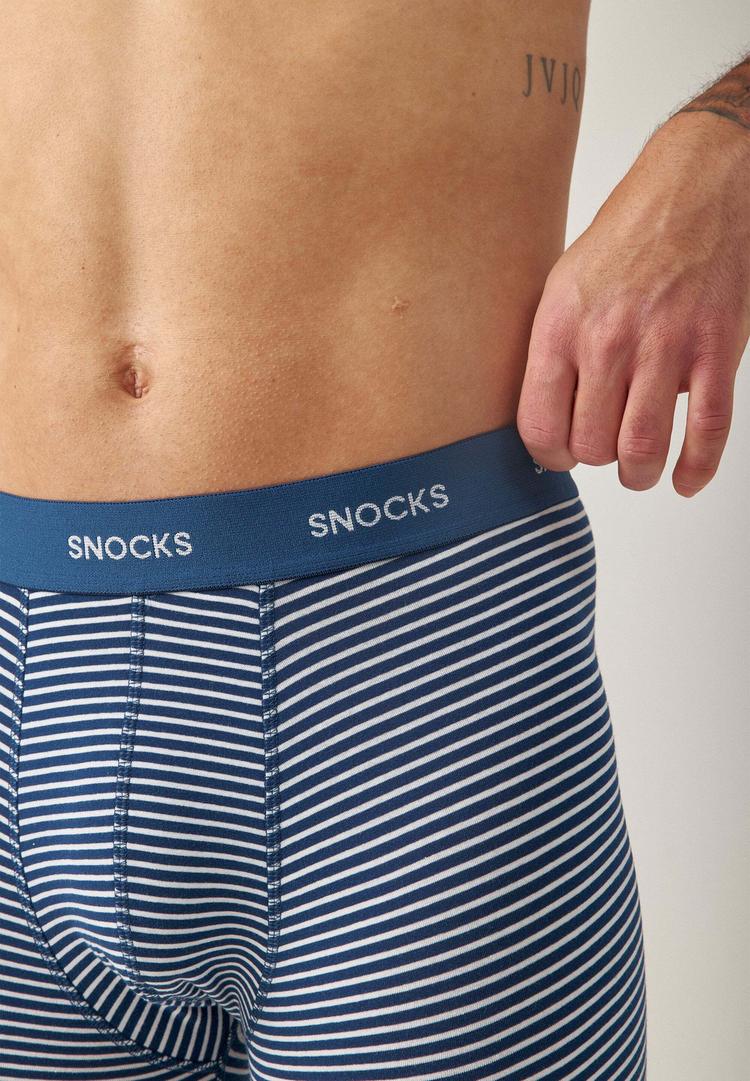Snocks Snocks Boxershorts mit l&auml;ngerem Bein Unterhose Herren - Blau (Streifen) - 4 | SportScheck