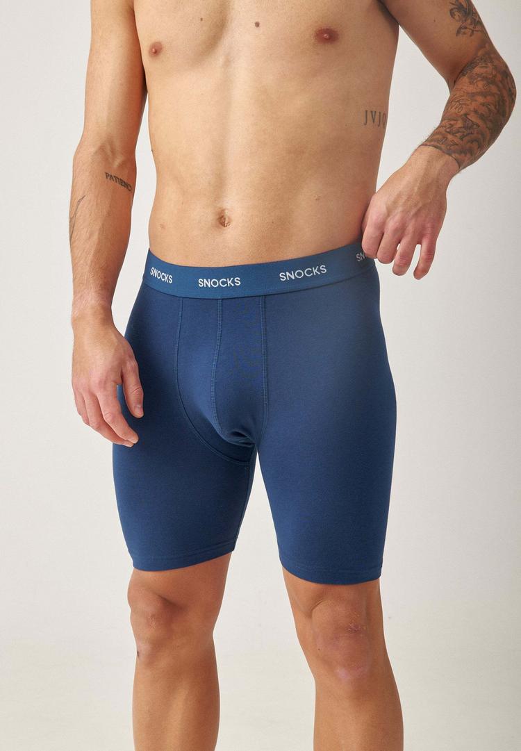 Snocks Snocks Boxershorts mit l&auml;ngerem Bein Unterhose Herren - Blau (Streifen) - 7 | SportScheck