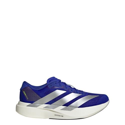 Rückansicht von adidas Adizero EVO SL Laufschuh Laufschuhe Lucid Blue / Silver Metallic / Lucid Lemon