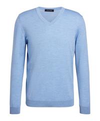 Falke Merino X-Fine V-Neck Strickpullover Herren - azur mel. (6857)