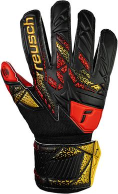 Rückansicht von Reusch Attrakt Silver Junior Torwarthandschuhe 7075 blck/gold/firy red
