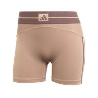 adidas Hyperglam Rib 4 Short Leggings Tights Damen - Chalky Brown / Earth Strata