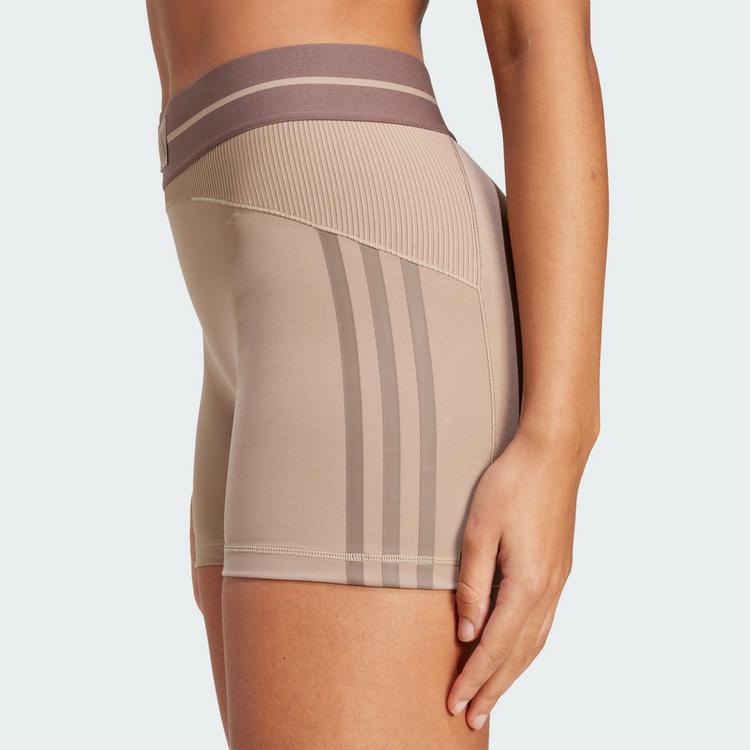 adidas adidas Hyperglam Rib 4 Short Leggings Tights Damen - Chalky Brown / Earth Strata - 0 | SportScheck