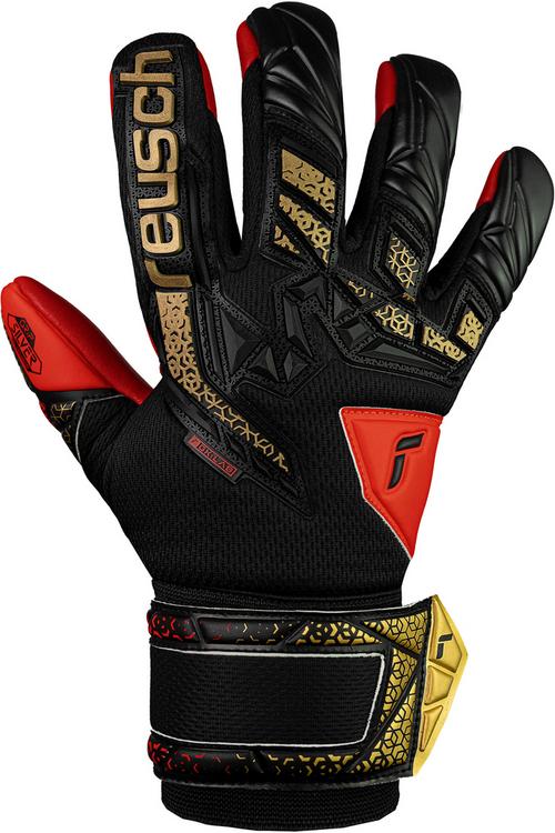Rückansicht von Reusch Attrakt Freegel Silver Junior Torwarthandschuhe 7075 blck/gold/firy red