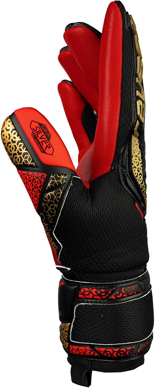 Rückansicht von Reusch Attrakt Freegel Silver Torwarthandschuhe 7075 blck/gold/firy red