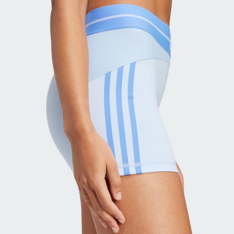 adidas adidas Hyperglam Rib 4 Short Leggings Tights Damen - Glow Blue / Blue Fusion - 0 | SportScheck