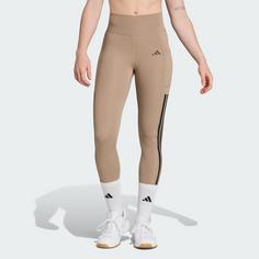Rückansicht von adidas Optime 3-Streifen Full-Length Leggings Leggings Damen Chalky Brown