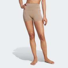 Rückansicht von adidas All-Me Sculpt Booty kurze Leggings Tights Damen Chalky Brown