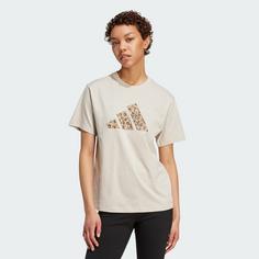 Rückansicht von adidas T-Shirt mit Grafik T-Shirt Damen Beige