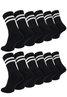Rückansicht von Black Snake 6 Pack Crew Baumwoll Sportsocken Laufsocken Schwarz