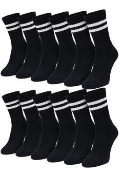 Black Snake 6 Pack Crew Baumwoll Sportsocken Laufsocken Schwarz