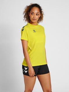 Rückansicht von hummel hmlCORE XK CORE POLY T-SHIRT S/S WOMAN Funktionsshirt Damen BLAZING YELLOW/TRUE BLUE