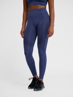 Rückansicht von hummel hmlMT SHAPING SEAMLESS MW TIGHTS Tights Damen BLUE INDIGO