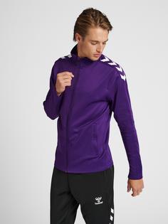 Rückansicht von hummel hmlCORE XK POLY ZIP SWEAT Funktionssweatshirt ACAI/WHITE