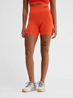 Rückansicht von hummel hmlTIF SEAMLESS SHORTS Funktionsshorts Damen TANGERINE TANGO