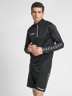 Rückansicht von hummel hmlAUTHENTIC HALF ZIP SWEATSHIRT Funktionssweatshirt Herren BLACK/WHITE
