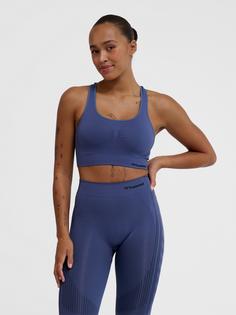 Rückansicht von hummel hmlMT SHAPING SEAMLESS SPORTS TOP Funktionstop Damen BLUE INDIGO
