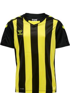 hummel hmlCORE XK STRIPED JERSEY KIDS S/S Funktionsshirt Kinder BLACK/BLAZING YELLOW