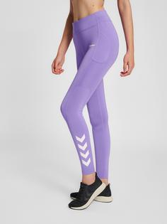 Rückansicht von hummel hmlMT CHIPO MID WAIST TIGHTS Tights Damen PAISLEY PURPLE