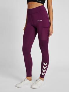 Rückansicht von hummel hmlMT CHIPO MID WAIST TIGHTS Tights Damen GRAPE WINE