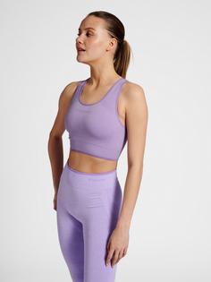 Rückansicht von hummel hmlMT UNA SEAMLESS SPORTS TOP Sport-BH Damen LAVENDER MELANGE