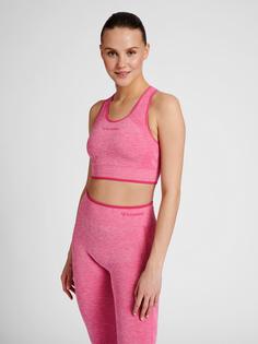 Rückansicht von hummel hmlMT UNA SEAMLESS SPORTS TOP Sport-BH Damen AZALEA PINK MELANGE