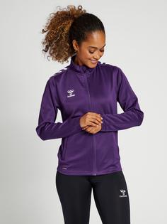 Rückansicht von hummel hmlCORE XK POLY ZIP SWEAT WOMAN Funktionssweatshirt Damen ACAI/WHITE