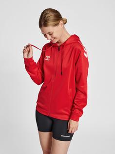 Rückansicht von hummel hmlCORE XK POLY ZIP HOOD SWEAT WOMA Funktionssweatshirt Damen TRUE RED