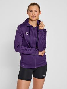 Rückansicht von hummel hmlCORE XK POLY ZIP HOOD SWEAT WOMA Funktionssweatshirt Damen ACAI/WHITE