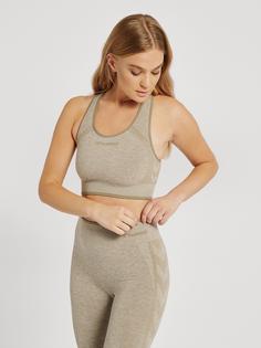 Rückansicht von hummel hmlMT UNA SEAMLESS SPORTS TOP Sport-BH Damen VETIVER MELANGE