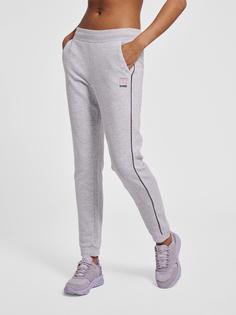 Rückansicht von hummel hmlLGC YOKO REGULAR PANTS Hose Damen LIGHT GREY MELANGE