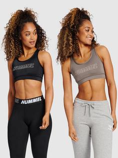Rückansicht von hummel hmlTE TOLA 2-PACK SPORTS BRA Funktionsshirt Damen BLACK/DRIFTWOOD