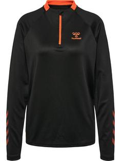hummel hmlGG12 ACTION HALF ZIP SWEAT WOMAN Funktionssweatshirt Damen BLACK/CHERRY TOMATO