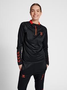 Rückansicht von hummel hmlGG12 ACTION HALF ZIP SWEAT WOMAN Funktionssweatshirt Damen BLACK/CHERRY TOMATO